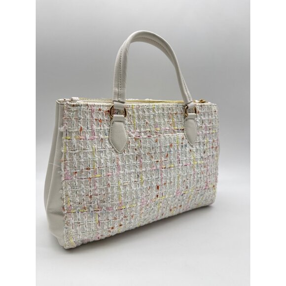 On 34th Robbinn tweed medium women's satchel crossbody bag - White Multi - Picture 4 of 13